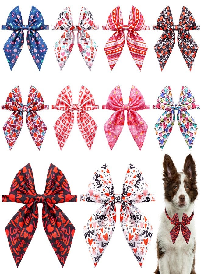 PET SHOW 10 Pack Valentines Day Dog Collar Bow Ties Bulk Adjustable Bowties for Medium Large Dogs Boy Girl Alpaca Love Heart Bowknot XL Neck Attachments Holiday Party Costume Pet Grooming Accessories - Image 1